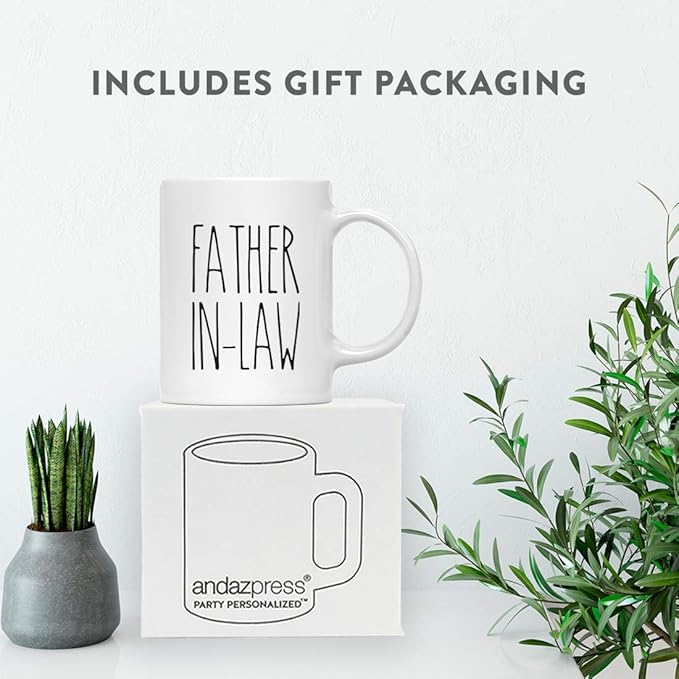 Andaz Press Simple Rustic Farmhouse Kitchen Decor 11oz. Ceramic Coffee Tea Mug Gift, Father-in-Law, 1-Pack, Birthday Christmas Gift Ideas for Family, Friends