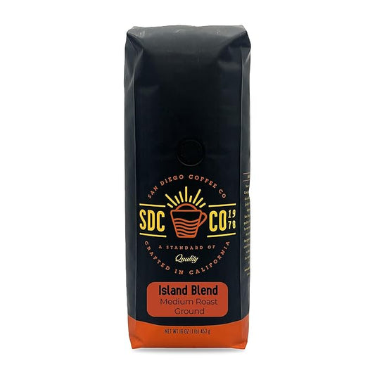 San Diego Coffee Island Blend, Medium Roast, Ground Coffee, 16-Ounce Bag Café molido tostado