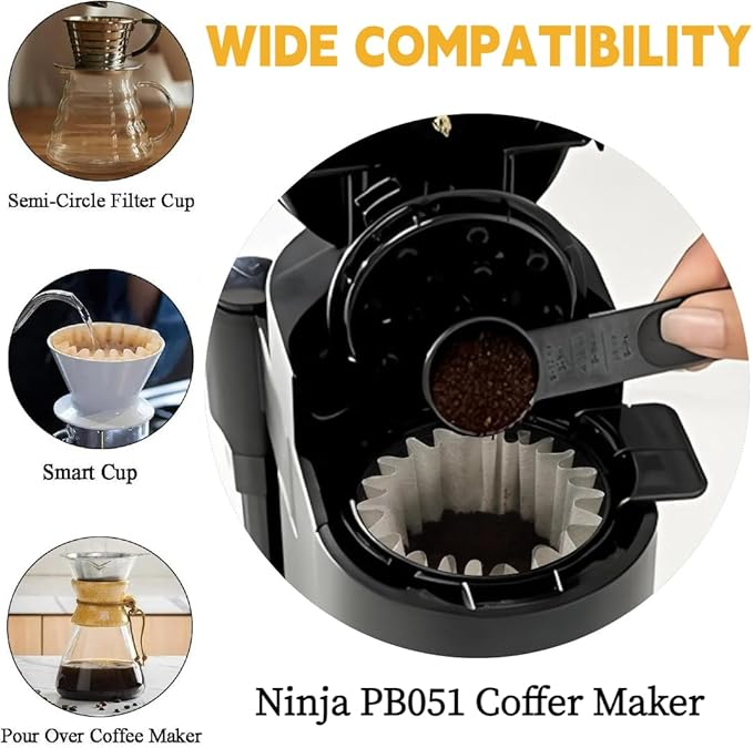 200 Pcs Coffee Paper Filters for Ninja PB051, Disposable Coffee Filter for Ninja Pods and Grounds Coffee Maker, White Small Coffee Filters