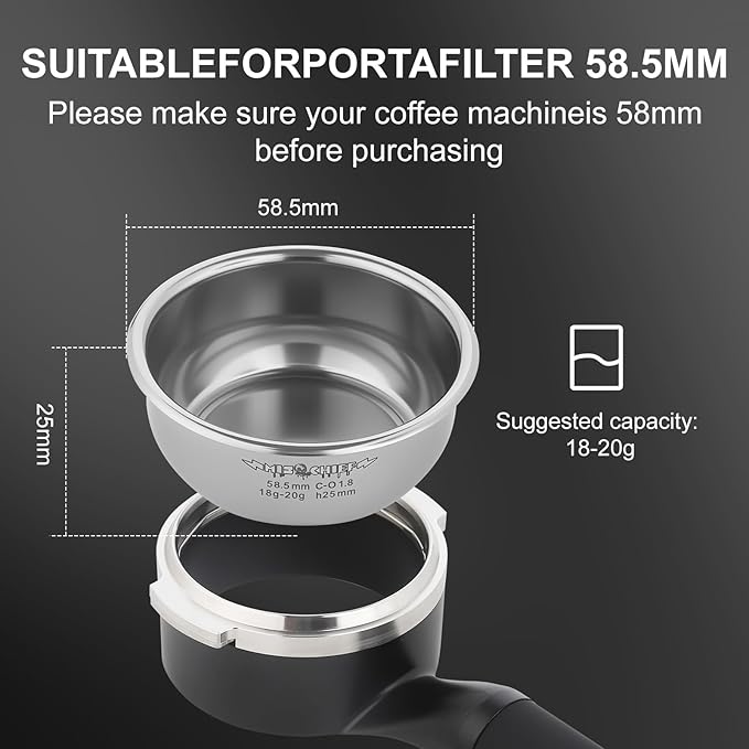Mischief WorkshopMicroSieve Dual-Layer Espresso Coffee Basket 58.5mm, 170-Micron Precision Filter, 18-20g Capacity for Espresso Machines (Professional Barista Grade)