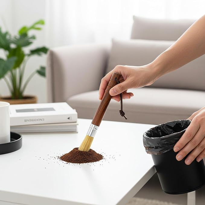 QFGasre 2Pcs Coffee Machine Cleaning Brush Espresso Brush Tools Accessories Wooden Handle and Natural Bristles Cleaning Tool Used on Group Heads Shower Screen Portafilter Home Kitchen