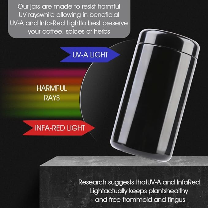 500g Black Ultraviolet Glass Jar with Lid,500 ml Airtight Smell Proof Container,Refillable Containers Jar,Ideal for Long term storage Oil,Coffee,Spices (D capacity: 500ml-1PCS)