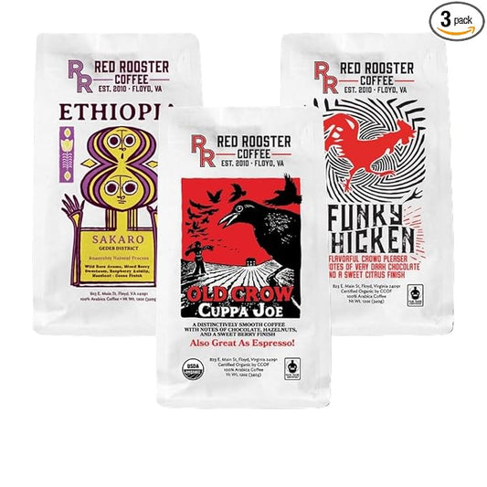 Bean Box Sampler - Roasted by Red Rooster, 3-Pack, Whole Bean Coffee, Gourmet Coffee