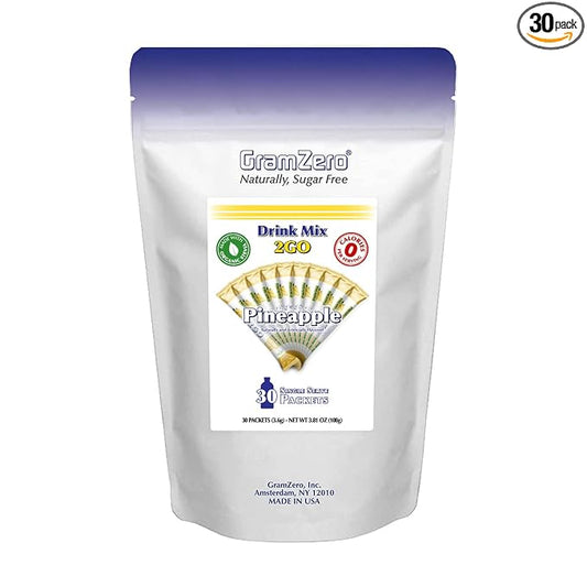 GramZero 2GO Sticks - Pineapple, Zero Calorie Sugar Free Drink Mix, Stevia Sweetened, Great For Nutrition Club Loaded Tea To Go Kits