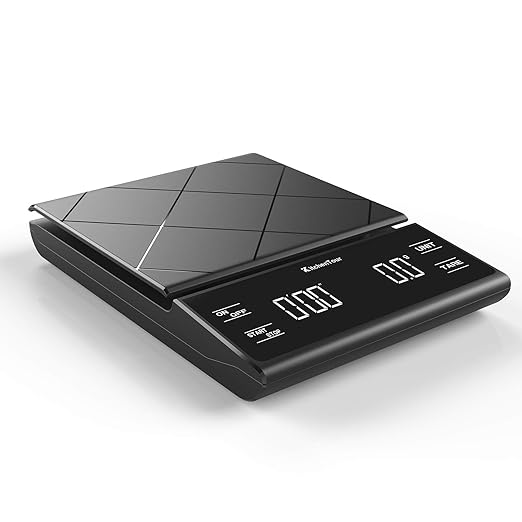 KitchenTour Coffee Scale with Timer for Brew Artisanal Java - Pour Over Scale for Slow Drip and French Press Coffee - Multifunction Kitchen Food Scale with Grams and oz