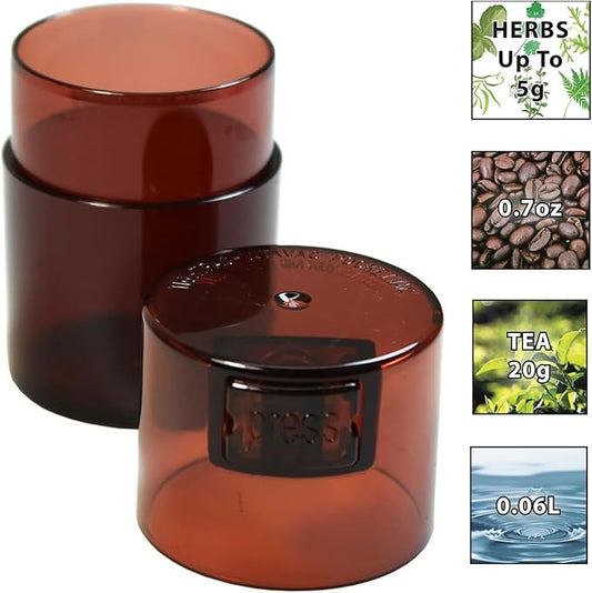 Vitavac - 5g to 20 grams Airtight Multi-Use Vacuum Seal Portable Storage Container for Dry Goods, Food, and Herbs - Coffee Tint