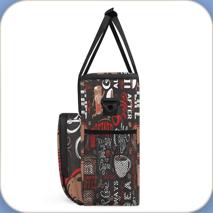Keurig K-Mini Plus Portable Single Serve Coffee Brewer Case with Pockets for K-cup Pods - Brown and Red Travel Carrying Storage Tote Bag