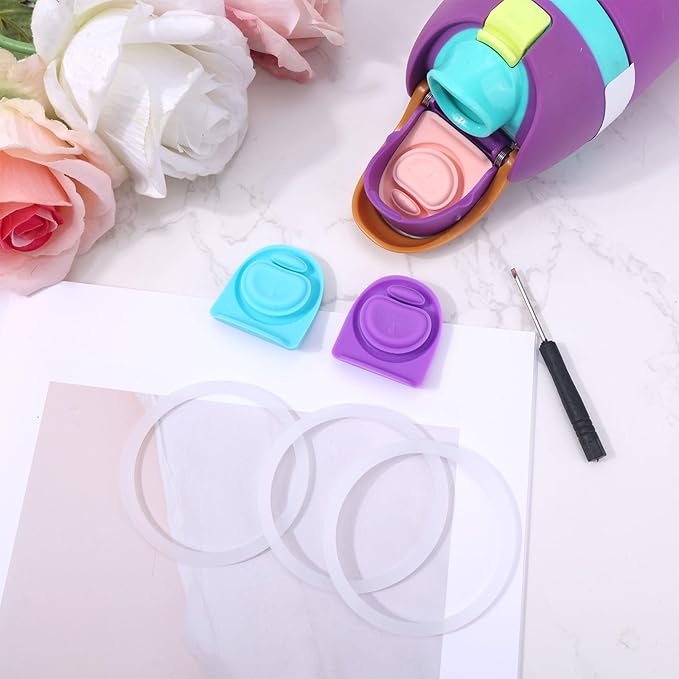 3pcs Bottle O Seal Ring & 3pcs Gasket Replacement Stopper for Owala FreeSip Cap, Silicone Water Bottle Plug Stopper BPA Free Top Lid Mouth Parts Compatible with Owala FreeSip 24oz 32oz