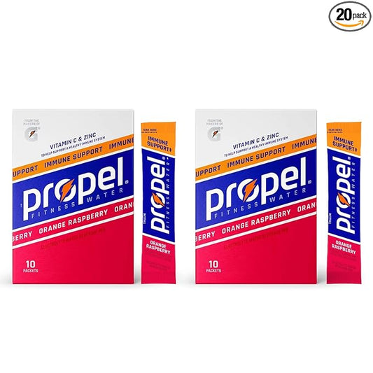 Propel Powder Packets, Orange Raspberry With Electrolytes, Vitamins 20 Count (Pack of 2) - in GARIZZE Box