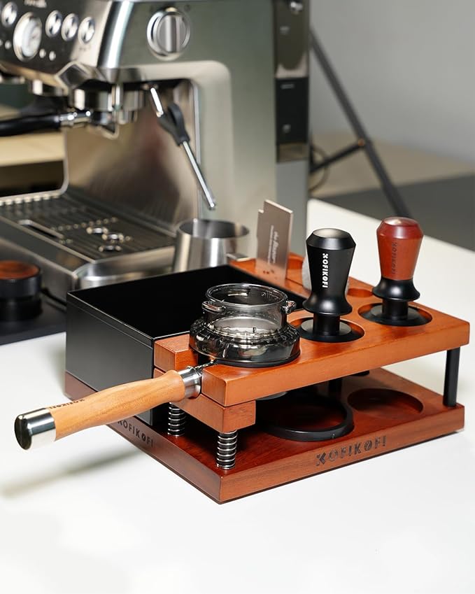 54mm Bottomless Portafilter 3 Ears, Bottomless Naked Portafilter Compatible with Breville/Sage Barista Express BES870/876/878/880/881/450/500/810/840, with Puck Screen and 18g Filter Basket - Rosewood