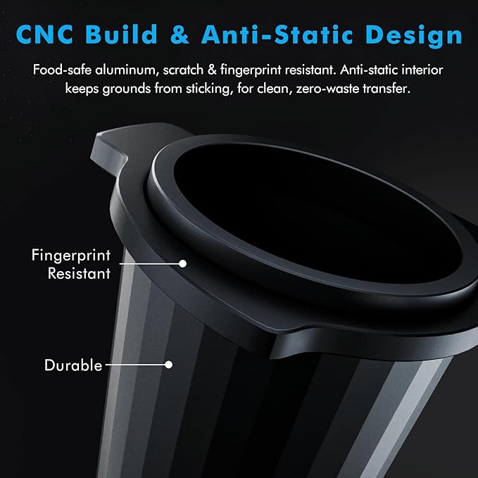 54mm Portafilter Dosing Cup, Aluminum Alloy with Grinder-Activating Ring & Anti-Static Coating Fits Breville 54mm Machines, Espresso Barista Accessories (53.3mm, Black)
