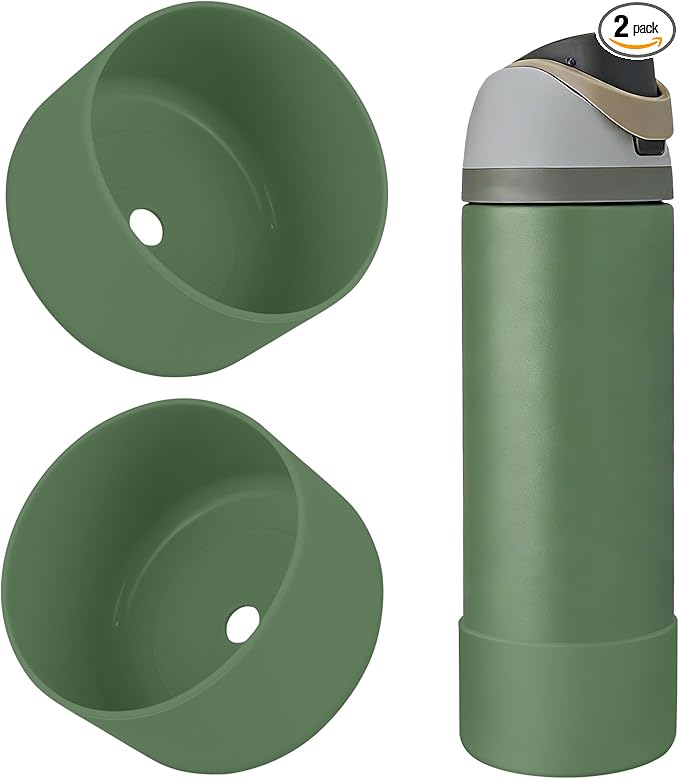 2PCS Silicone Water Bottle Boot, Compatible with Owala 24oz 32oz 40oz, Protective Anti-Scratch & Anti-Dent No Noise Sleeve Cover for FreeSip/Twist/Flip Water Bottles (Green House, 24oz)