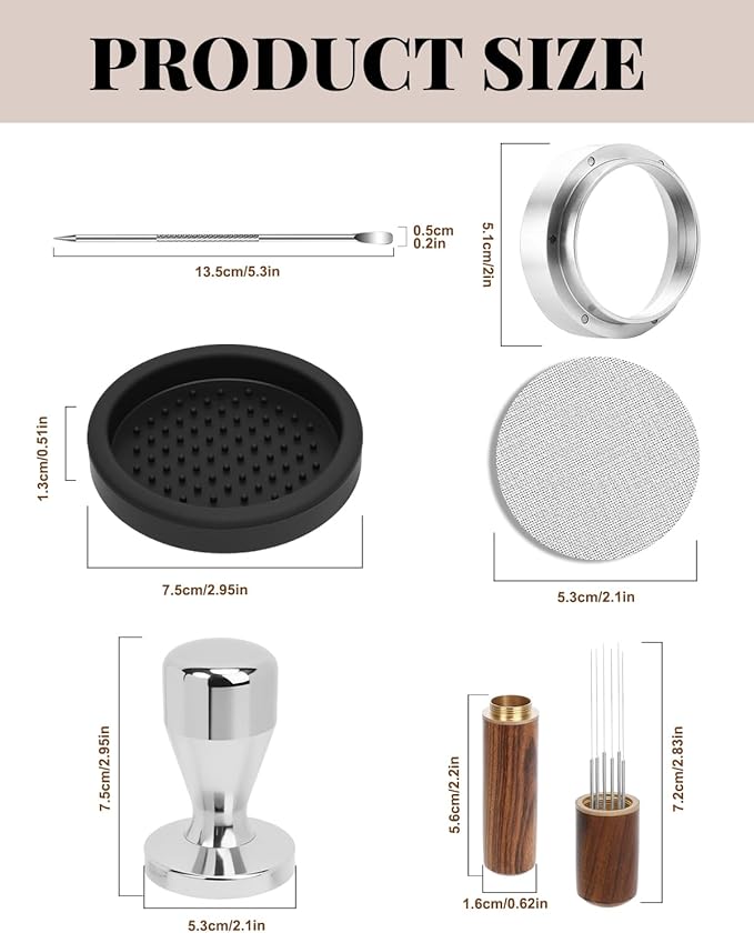 Espresso Accessories Kit, 53mm Espresso Tampera and Dosing Funnel Set, WDT Tool Espresso, 53.5mm Puck Screen, Tamper Mat, Coffee Espresso Accessories Kit for 51 mm Portafilter Barista Tools