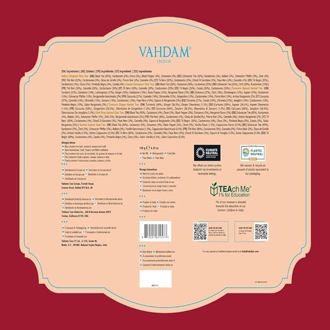 VAHDAM, Assorted Chai Tea Variety Pack (6 Delicious Flavors, 36 Eco Friendly Pyramid Tea Bags) Caffeinated, Gluten Free, Non GMO | Indian Masala Chai Tea Blends | Valentines Day Gifts for Him & Her