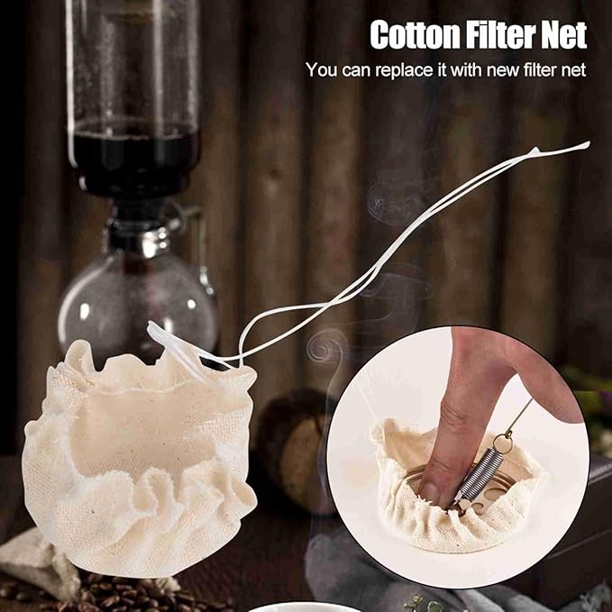 Sunicon Cloth Coffee Filter, 10pcs Coffee Syphon Cloth Replacement Filter, Vacuum Pot Filters Indispensable Cotton Coffee Syphon Replacement Filter Net for Syphon Coffee Maker