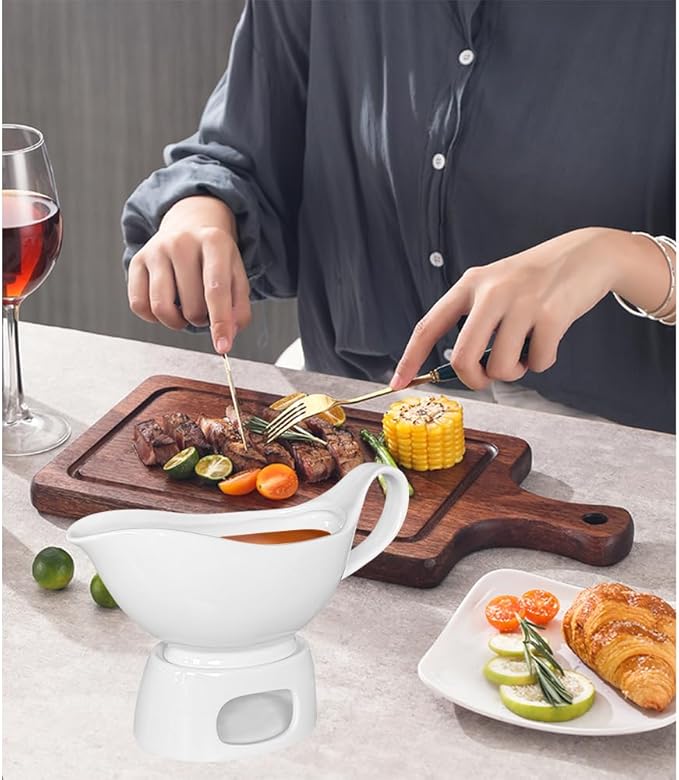 Large White Gravy Boat, 20oz hot sauce, salad dressing, milk, microwave and refrigerator safety