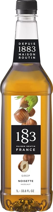 1883 Hazelnut Syrup - Flavored Syrup for Hot & Iced Beverages, Nutty Flavor - Gluten-Free, Vegan, Non-GMO, Kosher, Preservative-Free, Made in France | 1 Liter (33.8 Fl Oz)