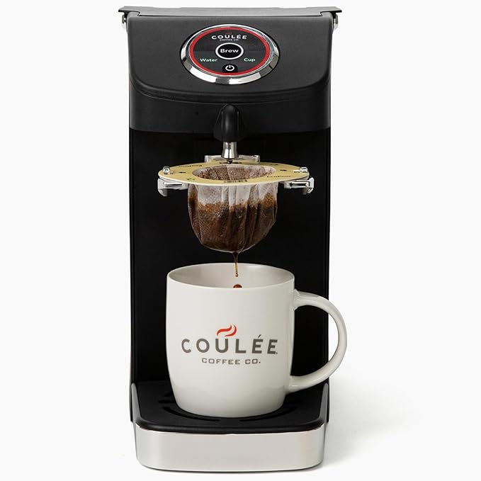 SWIRL Single Serve Pour Over Coffee Maker, Electric Kitchen Appliances, Plastic Free Brewing, Use with Cups or Mugs, Automated Pour Over, Black