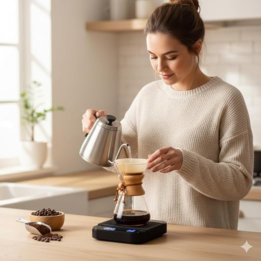 Smart Weigh Pro Coffee Scale with Auto Timer, 3000g/0.1g High Precision Digital Espresso & Kitchen Scale, Measures in g, oz, lb, lb:oz, ml, fl'oz, Large LED Display, Rechargeable USB-C