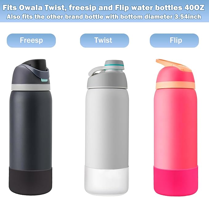 2Pcs Silicone Boot Sleeve for Owala Water Bottle FreeSip Twist and Flip Protective Silicone Bottom Base Bumper for Owala Flask Water Bottle BPA Free, Anti-Slip