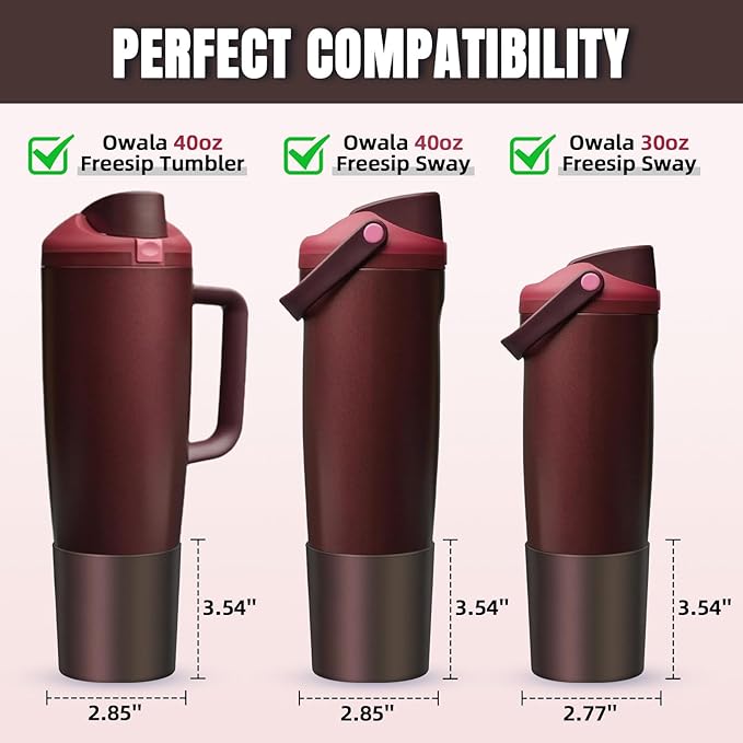 Silicone Higher Boot Compatible with Owala 30oz & 40oz FreeSip Sway Bottles & Tumblers, Large Protection Anti-slip Bottom Cover Sleeve for Freesip Sway Tumbler and Bottle(Black Cherry)