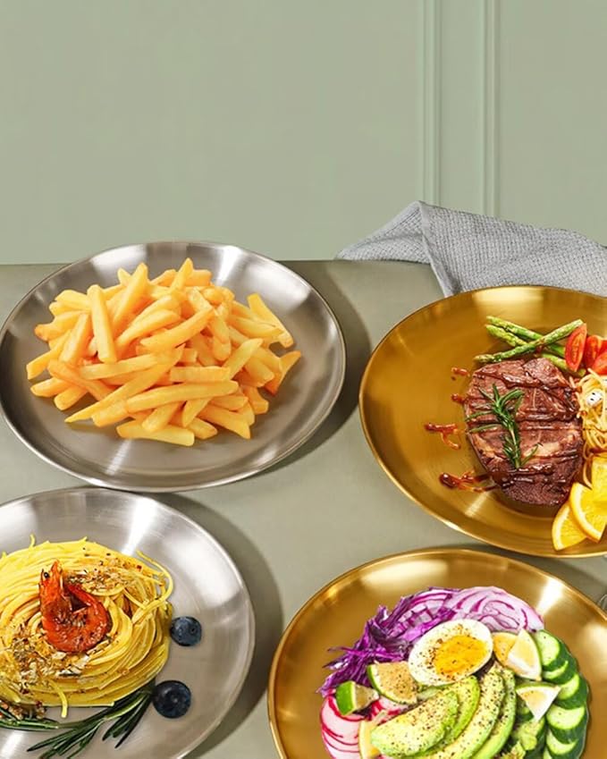 Serving Trays 11.8in Stainless Steel Decorative Tray Round Dessert Trays for Kitchen Wedding Party Coffee Table Silver