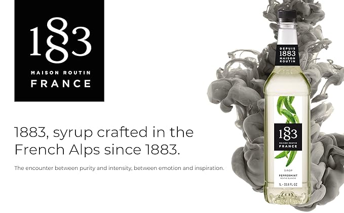 1883 Peppermint Syrup for Drinks, Made in France, 1 Liter Plastic Bottle