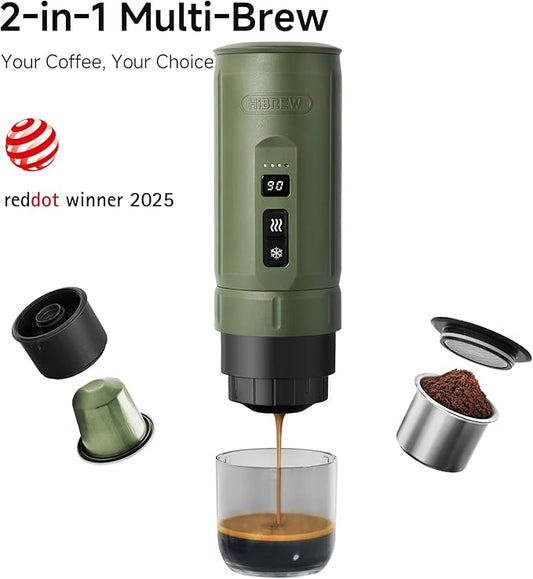 HIBREW H4C Classic - Portable Electric Espresso Maker, USB-C Rechargeable for Coffee Pods & Ground Coffee, Compact for Home and Travel