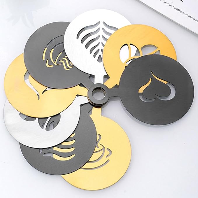 4PCS Cookie Stencils, Stainless Steel Coffee Latte Art Stencils with Hanging Hole, Resuable Decorating Mold for Baking, Biscuit Embossing, Pastry Design