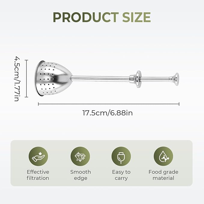 Stainless Steel Tea Diffuser,2025 New Tea Strainer Tea Infuser for Loose Leaf Tea,Creative Tea Spoon With Handle,Fine Holes Tea Interval Filter,Tea Holder Steeper for Tea Accessories (Silver D/2pcs)