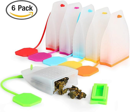 6 Pack Silicone Tea Infuser, FineGood Tea Bags Tea Infuser for Loose Tea Reusable Tea Filter Strainer