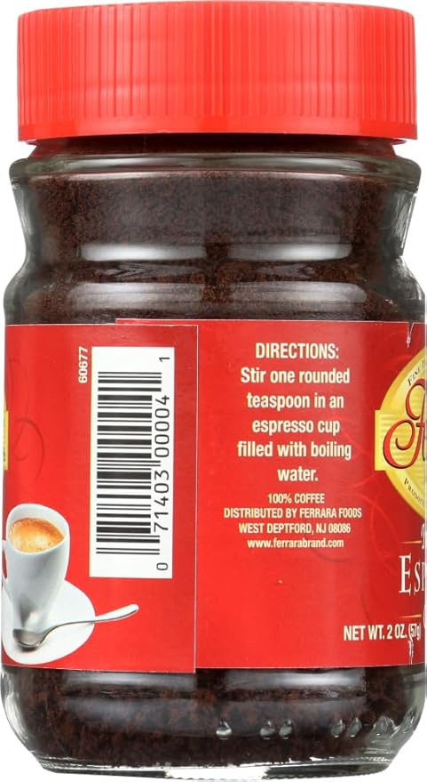 Ferrara Instant Espresso Coffee - Pack of 3 (2 oz each jar)