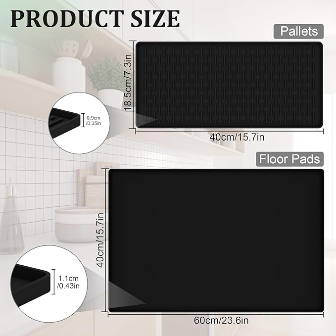 Silicone Coffee Mat - 24" x 16" Removable Bar Mat, Waterproof Leak-Proof Dish Drying Pad, Fits Under Coffee Makers and Espresso Machines to Keep Surfaces Clean, Black