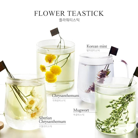 KKOKDAM Fancy Korean Tea Gift Set – Premium Flower Tea Stick Variety Pack - 5 Loose Leaf Blooming Flower Teas
