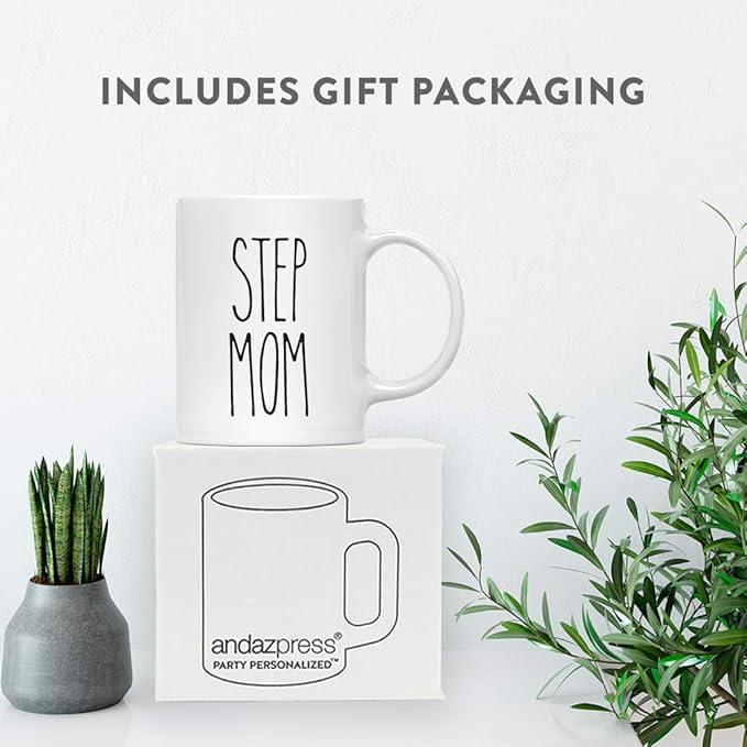 Andaz Press Simple Rustic Farmhouse Kitchen Decor 11oz. Ceramic Coffee Tea Mug Gift, Step Mom, 1-Pack