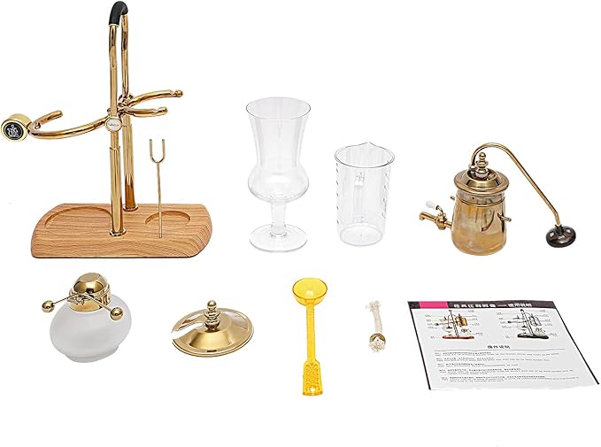 EDUJUAN Belgian Luxury Royal Family Balance Syphon Coffee Maker Belgium Siphon Brewer Elegant Design Retro-Style Gravity Vintage Coffee Maker Vacuum Brewing System Copper (Gold)