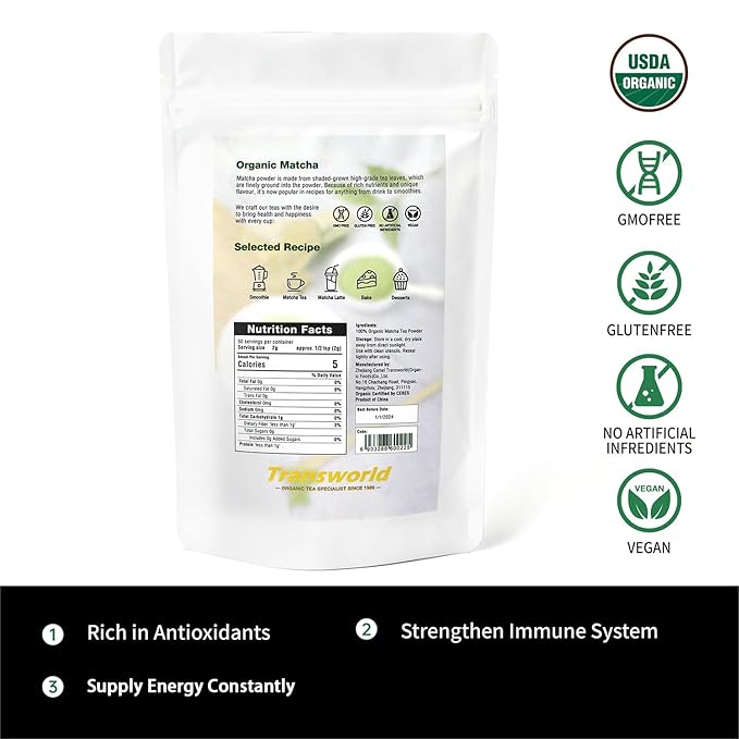 Organic Matcha Green Tea Powder First Harvest Ceremonial Grade 100% Pure Premium Matcha for Drinking and Latte No Additives 3.53oz(100g) Jiuyu