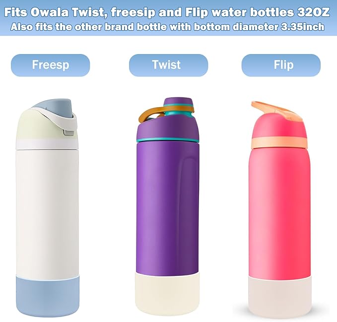 2Pcs Silicone Boot Sleeve for Owala Water Bottle FreeSip Twist and Flip Protective Silicone Bottom Base Bumper for Owala Flask Water Bottle BPA Free, Anti-Slip
