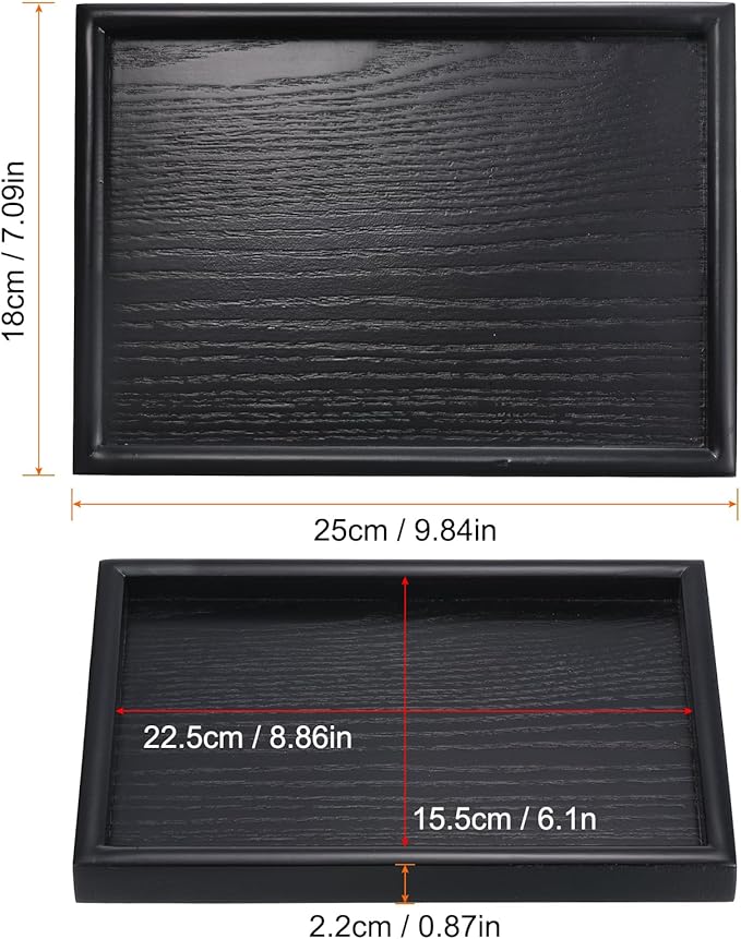 PATIKIL Wood Serving Tray 10x7 Inch Outer Base, Rectangular Decorative Platter for Home Decor Kitchen Table Candle Holder, Black