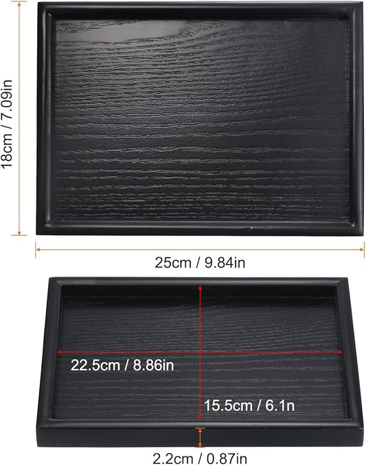PATIKIL Wood Serving Tray 10x7 Inch Outer Base, Rectangular Decorative Platter for Home Decor Kitchen Table Candle Holder, Black