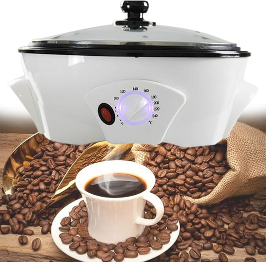 Electric Coffee Roaster Machine for Home Use, Household Electric Coffee Bean Roaster with Lid Roasting Machine Peanut Bean