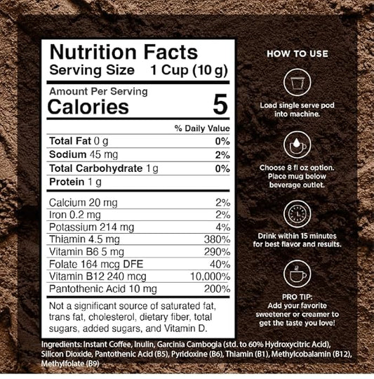 VitaCup Slim Instant Coffee Packets, with Garcinia, Fiber, B Vitamins, Skinny Coffee, Bold & Smooth, Medium Dark Roast, 100% Arabica Coffee in Single Serve Sticks, 48 Ct