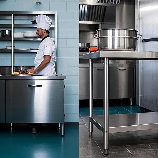 Stainless Steel Table for Prep & Work 30 x 24 Inches, NSF Commercial Heavy Duty Food Prep Worktable with Undershelf for Restaurant, Home and Hotel Christmas Preparation Table