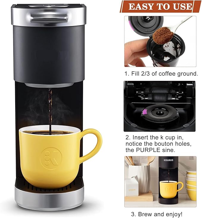 Reusable K Cups for K-Mini/K-Duo/K-Express, 2 Pack K Cup Reusable Coffee Pods for K-eurig, BPA Free Refillable Single K Cups for K-eurig 1.0 & 2.0 Series