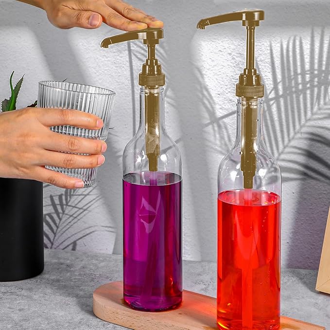 4 Pcs Coffee Syrup Dispenser, 750ml Syrup Bottles, Syrup Dispenser for Coffee Bar With Large Leakproof Gold Pump, Coffee Syrup Gold Pump Bottles for Coffee Bar Accessories Essentials
