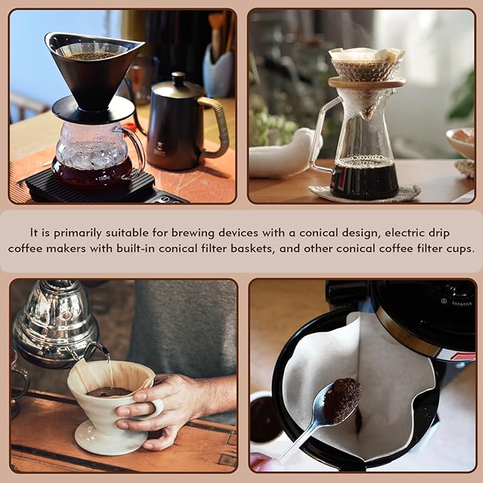 Coffee Filters #2 Cone Paper, 200 Count White Disposable Natural Coffee Filter Paper for Pour Over and Drip Coffee Makers, #2 Cone Filter U-Shaped (2-6 Cup)