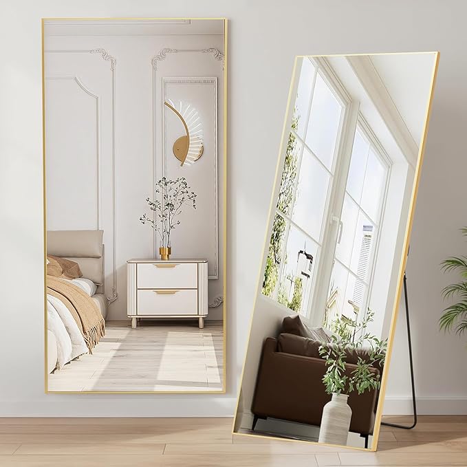 NEWBULIG Full Length Mirror, Upgraded Body Wall Mirrors with Shatter-Proof Glass, Floor Standing Mirror, Home Wall Decor
