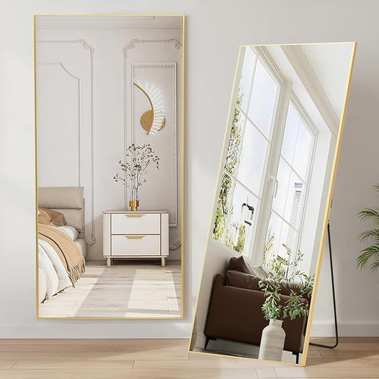 NEWBULIG Full Length Mirror, Upgraded Body Wall Mirrors with Shatter-Proof Glass, Floor Standing Mirror, Home Wall Decor