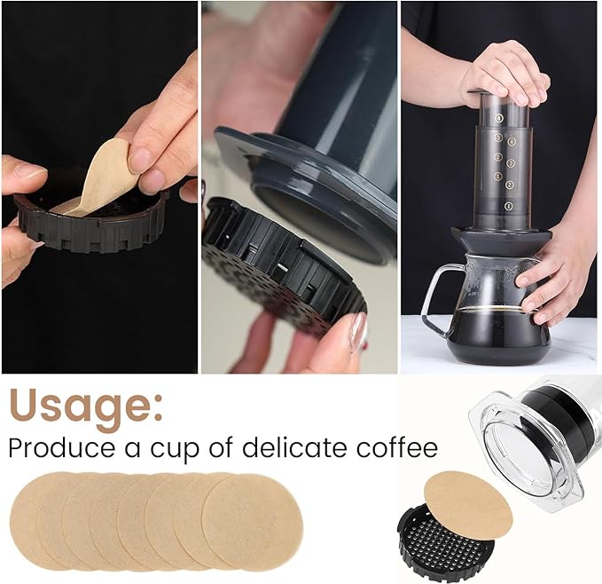 Replacement Coffee Filters Clinuse 800 Count, Compatible with Aeropress Coffee and Espresso Makers, 2.5 Inch Unbleached Round Coffee Maker Filters Disposable Coffee Filter Paper, Tea Filters