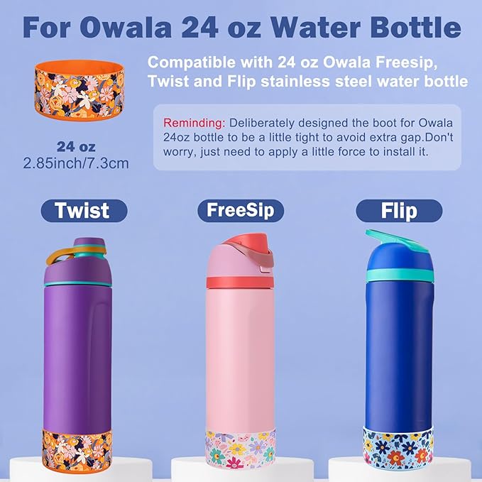 HEYSKAY 2PCS Silicone Boot for Owala Flask Water Bottle Anti-Slip Protective Sleeve for Owala Twist,FreeSip and Flip Stainless Steel Water Bottle BPA-Free Boot Bottom Base